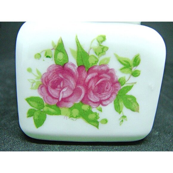 Vintage Hand Painted Floral Apothecary Trinket Ceramic Jar White Violet Flowers - Picture 2 of 10